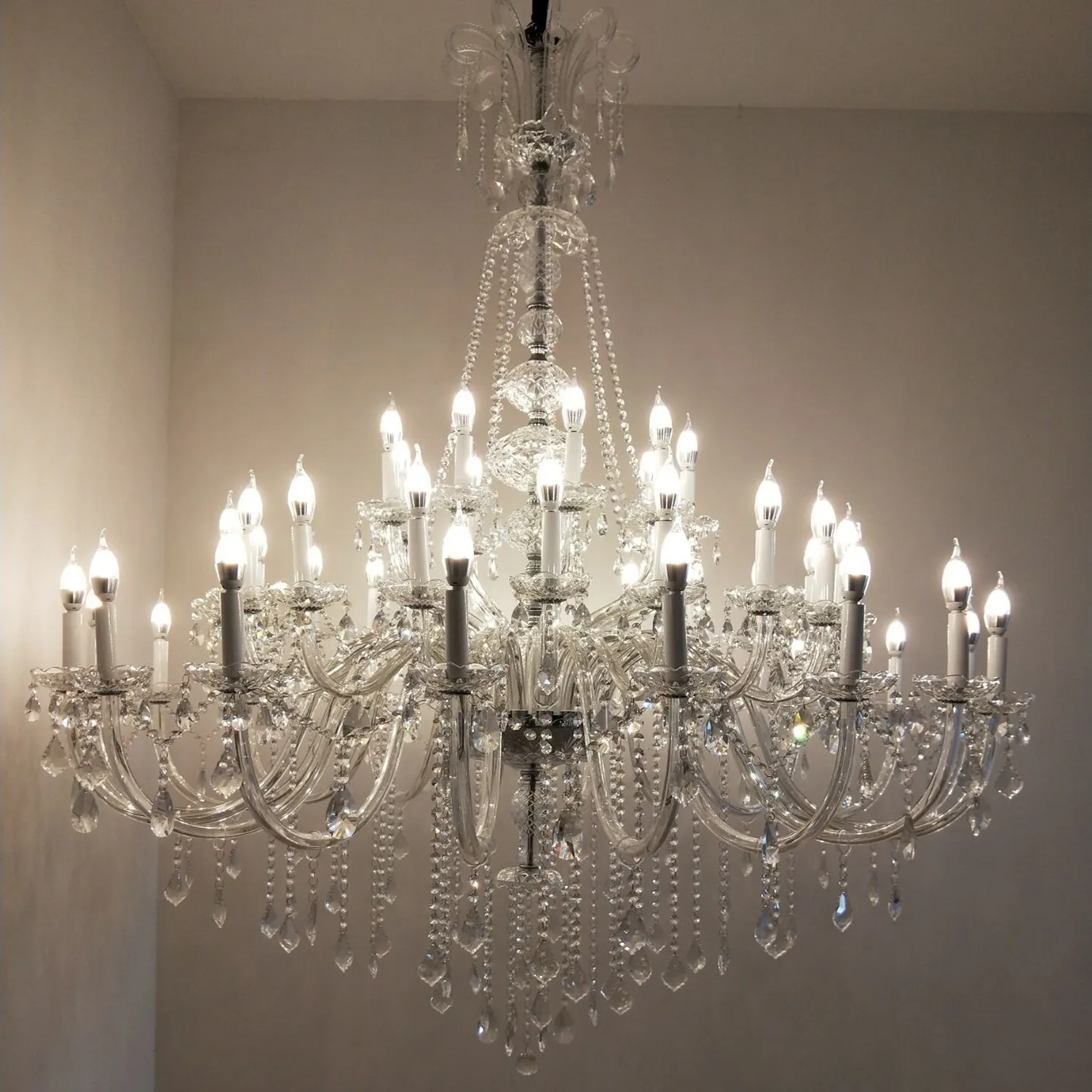 

Crystal Large Chandeliers Luxury Living Room Villa Restaurant Staircase Light High-end Hotel Lobby Transparent Candle Chandelier