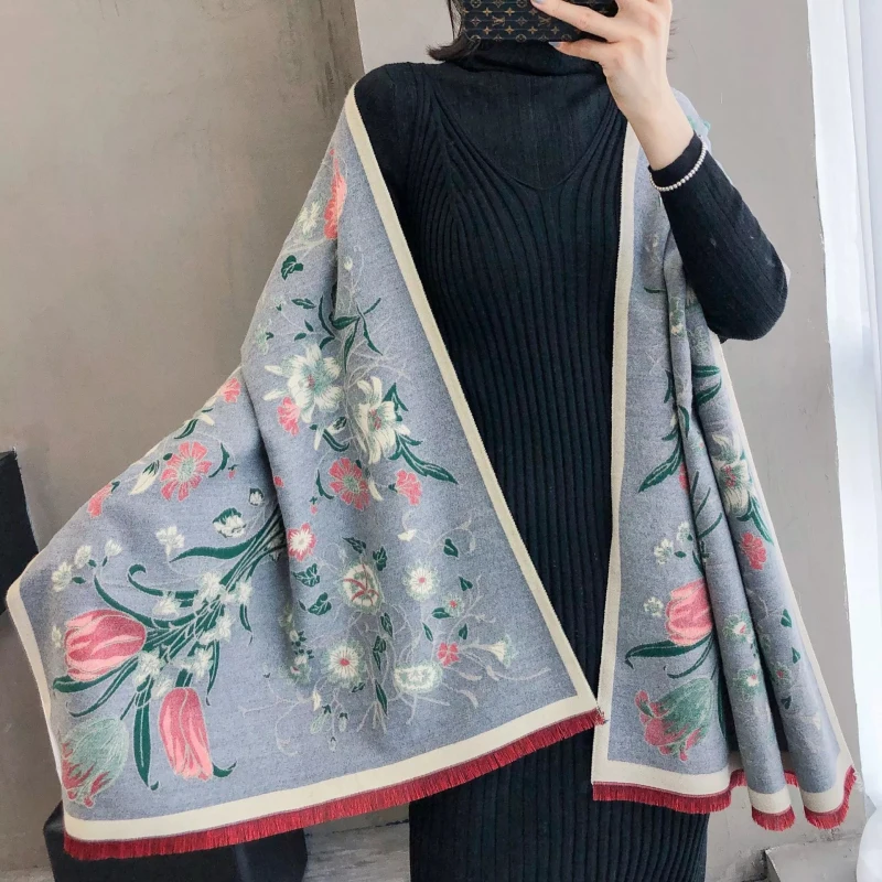 Luxury Winter Cashmere Scarf Women 2020 Design Warm Pashmina Blanket Horse Scarves Female Shawl Wraps Thick Foulard Bufanda