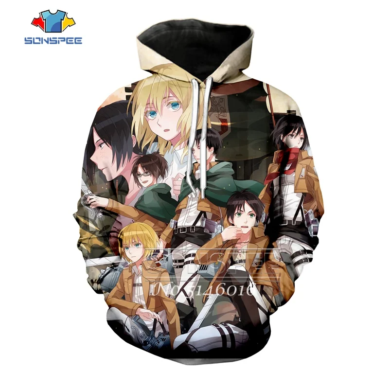 

SONSPE 3D Print Anime Attack on Titan T-shirt top Unisex Vest/Sweatshirt/zip hoodie Hooded Summer Child Baby Casual t shirts X57