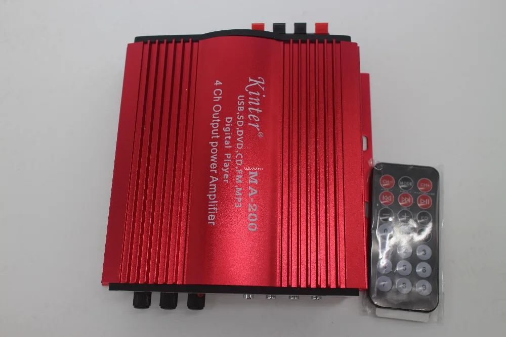 Новое поступление мини DC12V 4 канала HIFI усилитель с пультом дистанционного управления 40WX4 поддержка SD MMC карты MP3