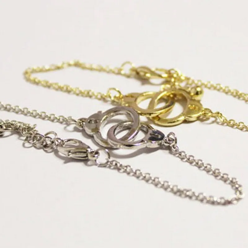 Модный стиль наручники браслеты Две круглая пряжка Шарм Браслет Золото Серебро Цвет для женщин лучший друг получить вместе ювелирные изделия