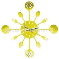 [Manufacturers Direct Selling] Color Metal Knife And Fork Clock-Style Kitchen Wall Clock Creative Cool New Style Living Room Wal