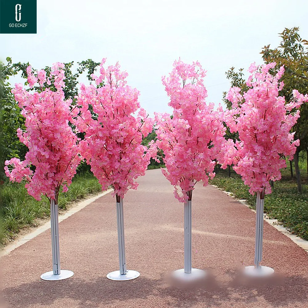 

1.5M 5feet Height White Cherry Spring Plum Peach Blossom Flower Tree Roman Column Road Cited For Wedding Mall Opened Props