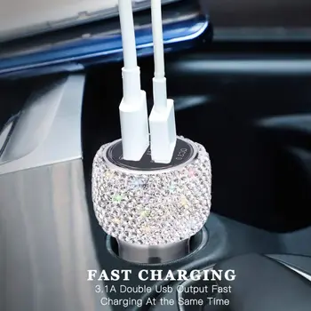 

1pcs Dual USB Car Charger Adapter 3.1A Auto Vehicle Metal Charger For Smart Phone/Tablet Fast Charging 2 Port USB Mini Charger
