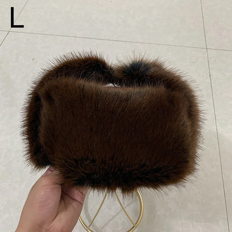 Winter Faux Mink Fur Bomber Hats Men Warm Russian Earflap Male Caps Thicken Snow Ear Warmer Fur Ski Fluffy Windproof Hats Bonnet leather bomber hats