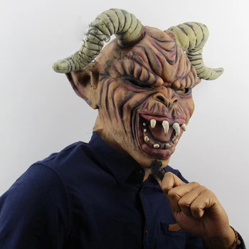 

Cosplay Halloween Latex Masks Halloween Costume Scary Demon Devil Movie Cosplay Horrible Horn Mask Headgear Adults Party Props