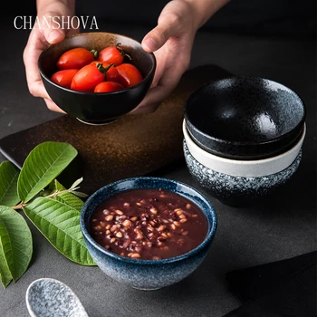 

CHANSHOVA Chinese Retro Style color glaze Ceramic Bowl 330ML china Porcelain Bowls for rice and soup Tableware Kitchen Utensils