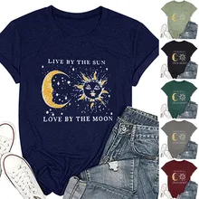 Aliexpress - Harajuku T-Shirt Women Tops Women 2021 Women Loose Round Neck Shorts Sleeve Print Graphic Tee Camisetas Mujer Fashion T-shirt