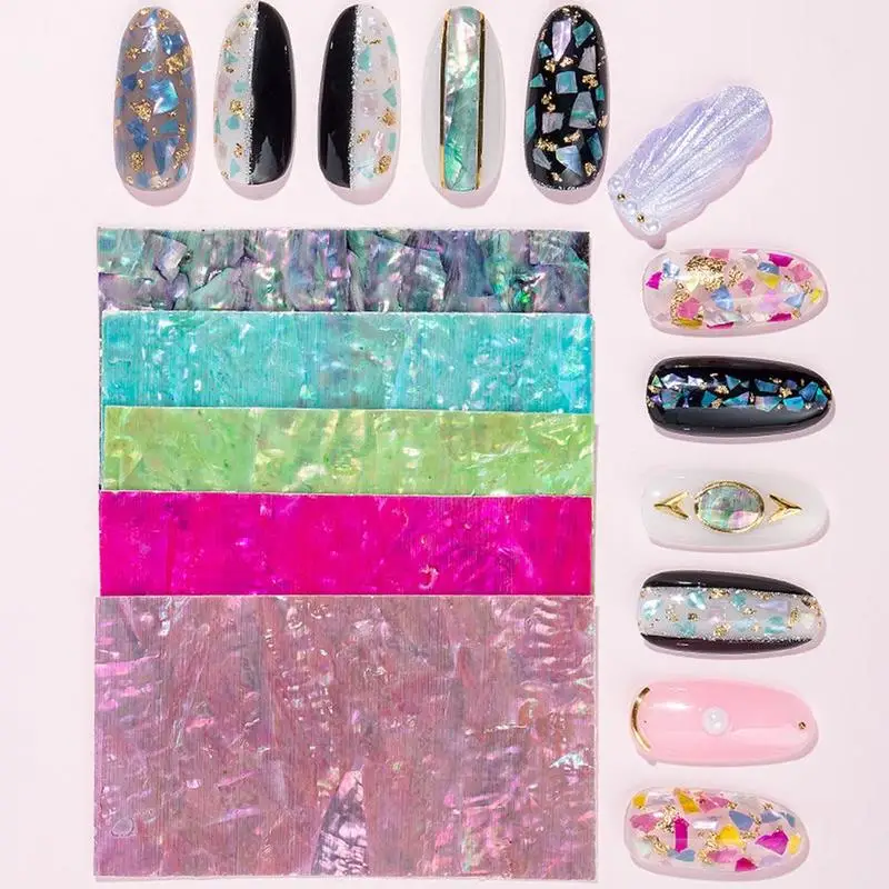 

Adhesive Shell Sticker Ultra-thin Abalone 3D Flakes Nails Tips Decals Manicure