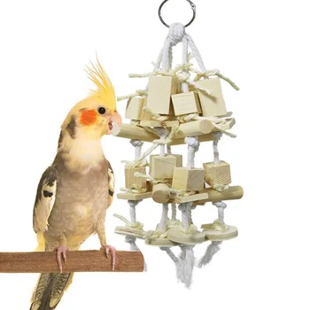 

Colorful Parrot Toy Durable Parrot Cage Chew Toy Pet Bird Cotton Rope Sisal Log Color Bite Toy 1PCS