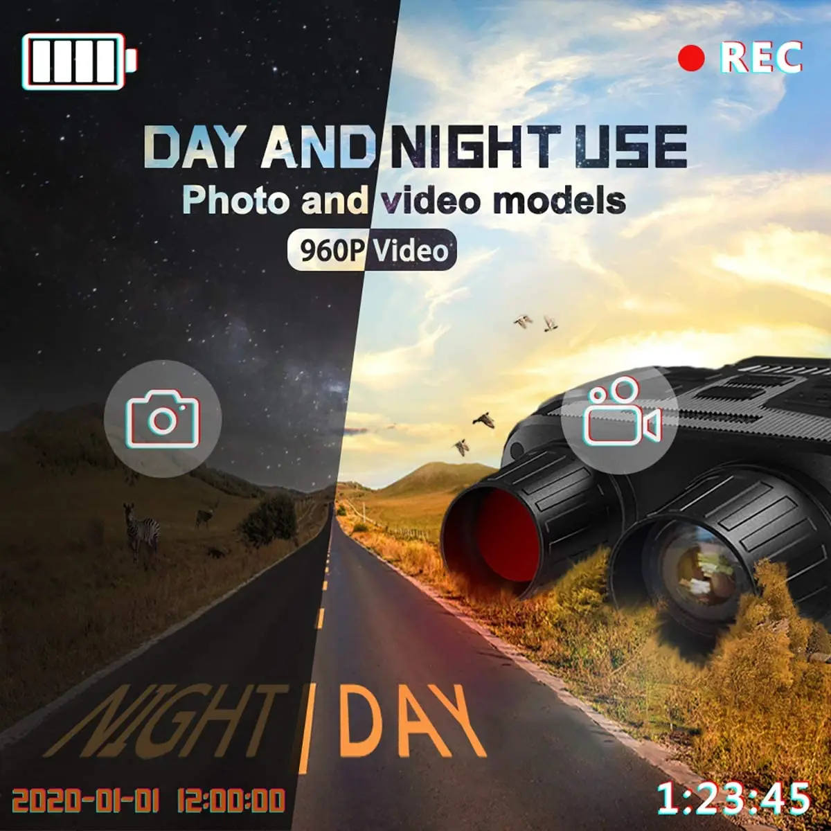 Ночное видение Бинокль инфракрасный 2 31 дюймов цифровой 960P цветной видео