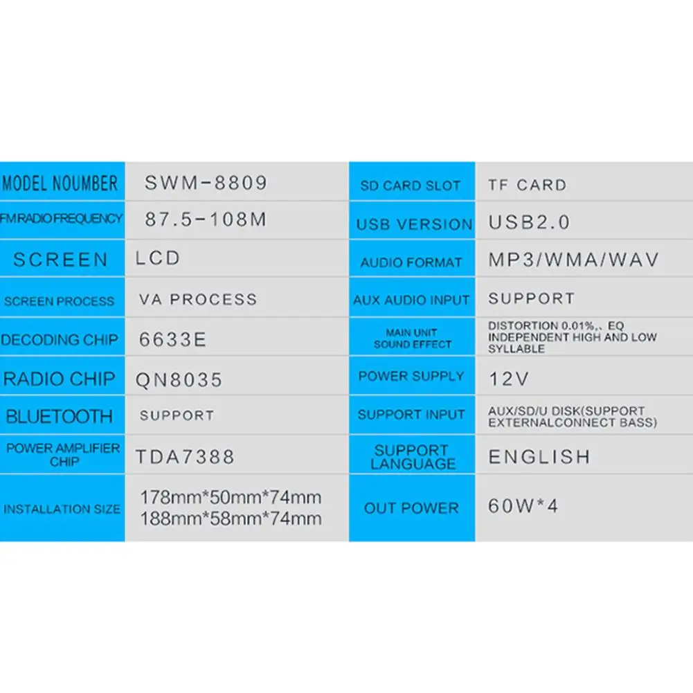 Dragonpad стерео аудио 8809 пульт дистанционного управления mp3-плеер 1 Din AUX/TF/USB Bluetooth fm-радио автомобильный mp3-плеер