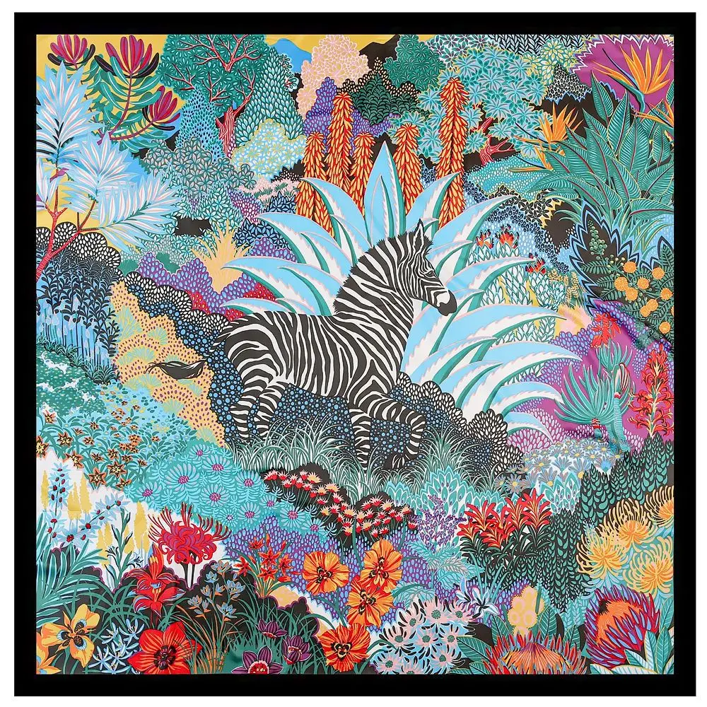 Zebra pattern scarf free shipping silk headscarf 130*130CM ladies beach cloak big shawl girl 2022 women s russian print scarf female floral pattern cotton scarves wraps retro ukrainian ladies fringed national scarf shawl