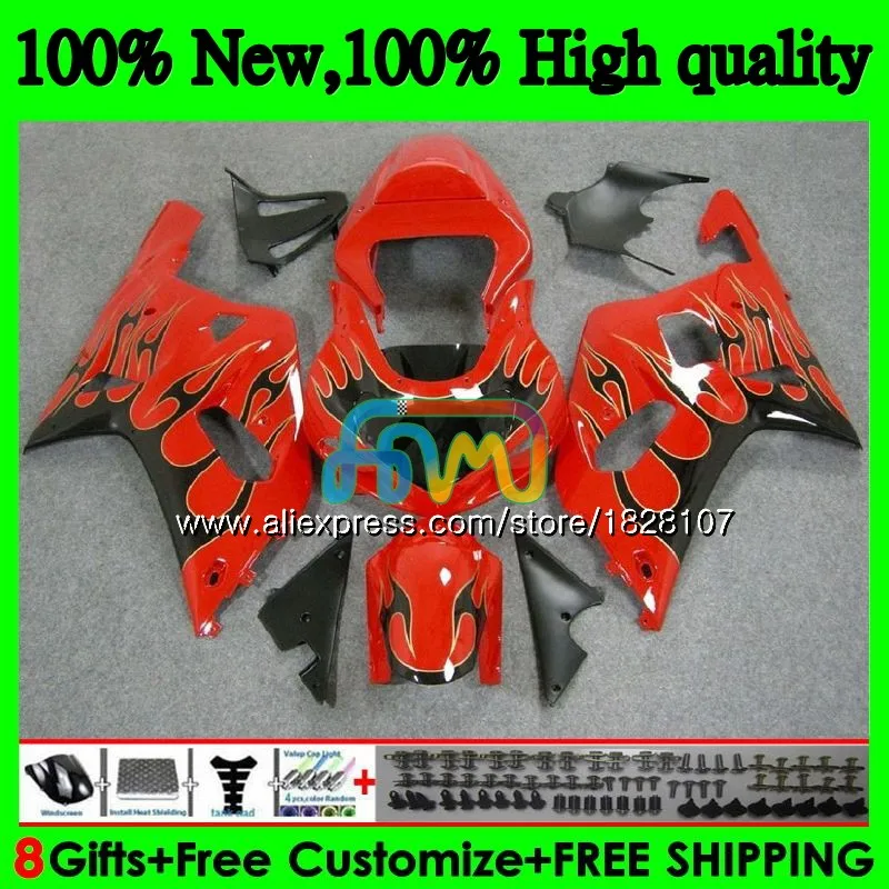 Черный Пламя K1 средства ухода за кожей для SUZUKI GSXR-750 GSXR600 01 02 03 35BS. 20 GSXR 750 600 ввиде горшка 01-03 CC GSX-R600 GSXR750 2001 2002 2003 обтекатель