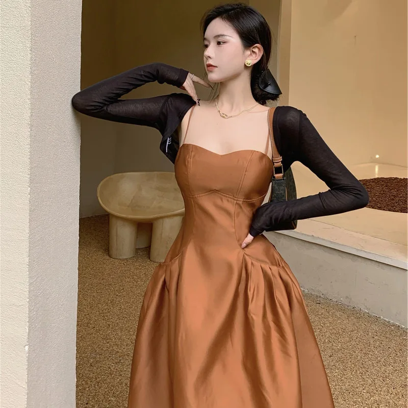 

Sleeveless Dress Women 2022 Summer Strap Sexy Elegant Trendy Chic Party Palace Style Fluffy Dresses Sun Protection Cardigan Top