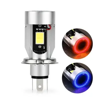 

Blue/Red Angel eye H4 LED Motorcycle Headlight Ba20d Scooter Motorbike Headlamp Light Bulb Accessories 12/24V Motorcycle ligh