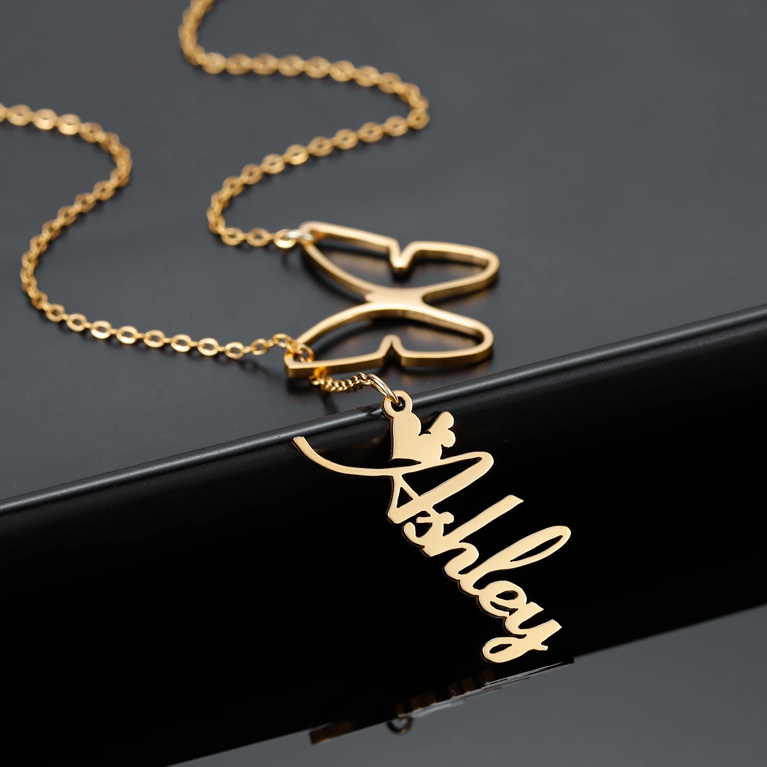 Custom Name Necklace With Butterfly 