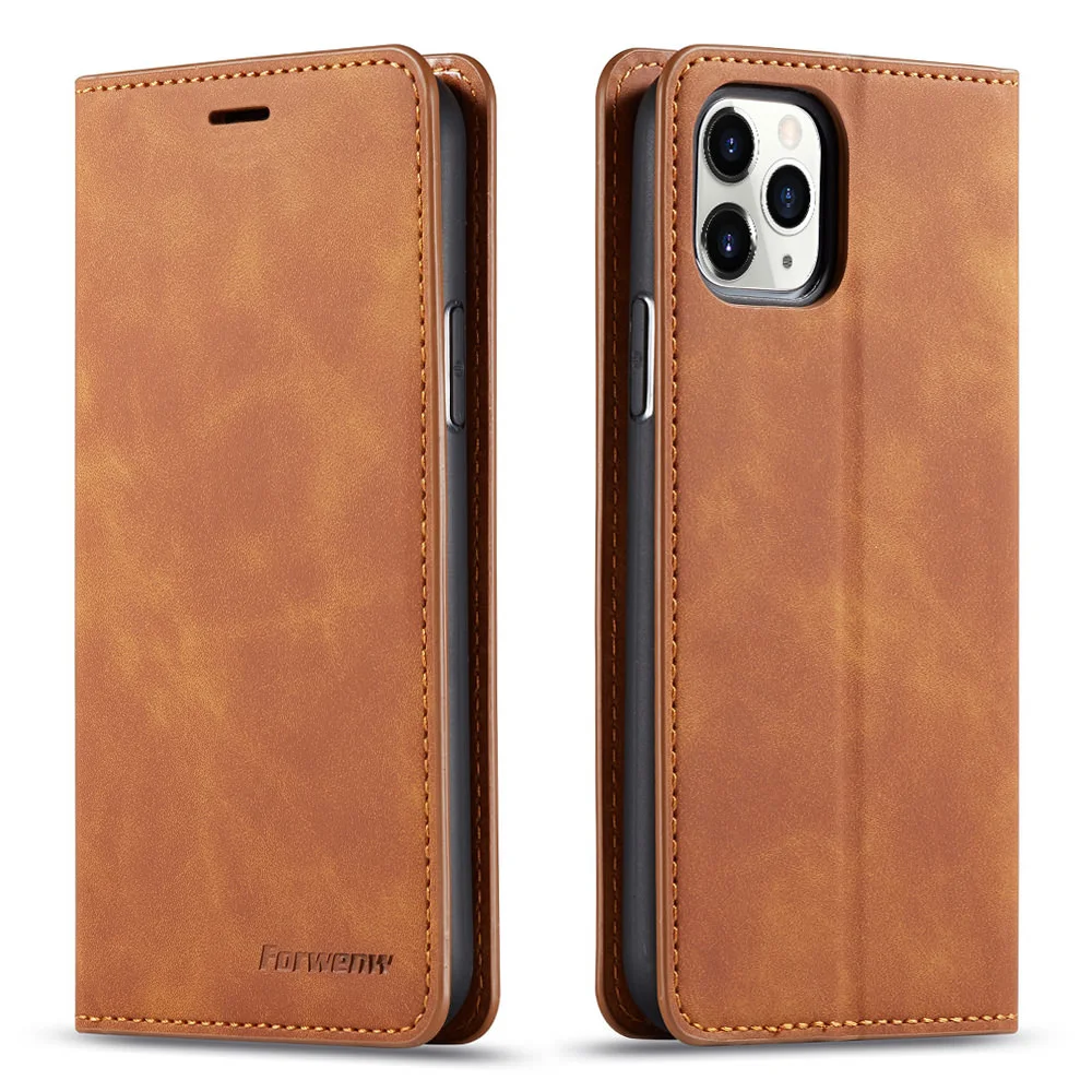 Элегантный флип-чехол-кошелек для iPhone 11 Pro Max Xs Xr X кожаный чехол для 8 Plus 7 6S 6 магнитный мягкий полный противоударный бампер - Цвет: Brown