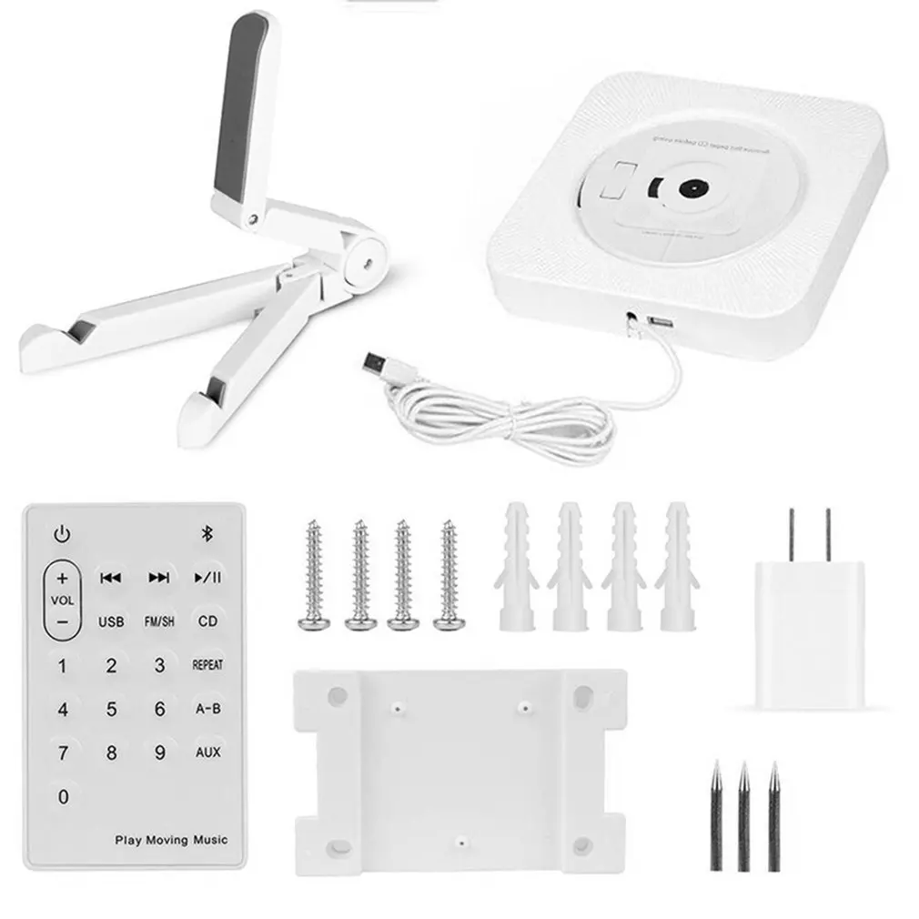 

Wall Mounted CD Player Wireless Portable Home Audio Boombox with Remote Control FM Radio MP3 USB Baby Prenatal Education