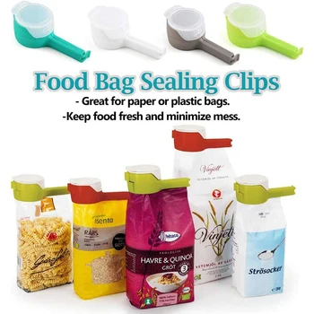 

4Pcs Food Bag Sealing Clip Food Sealing Storage Bag Clip Kitchen Snack Multifunctional Sealing Clip Portable and Easy To Install
