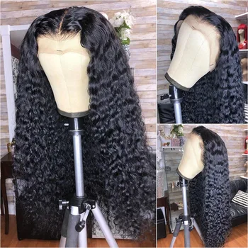 

150% Lace Front Human Hair Wig For Women Black 13x4 Long Curly Wig Bleached Knots Remy Plucked Middle Ratio Brazilian Slove Hair