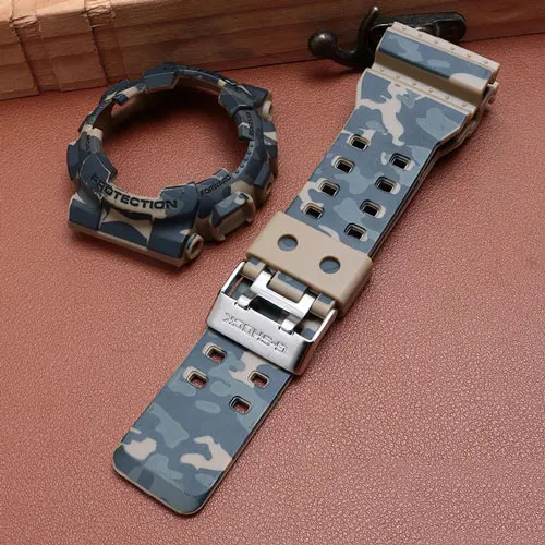 camouflage khaki Водонепроницаемый силиконовый ремешок для часов для мужчин чехол для часов Casio GSHOCK GLS GA110 GA100 GD120 аксессуары для часов - Цвет ремешка: camouflage khaki