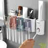 New Bathroom Accessories Organizer Set Toothbrush Holder Multifunction Household Storage Rack Wall Mount Toothpaste Squeezer 5