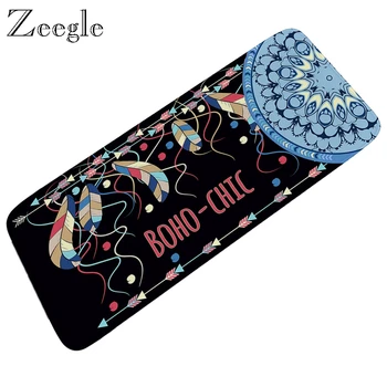 

Zeegle Anti-slip Flannel Welcome Mat Long Bath Carpet Modern Entrance Doormat Absorbent Bedroom Living Room Floor Mats