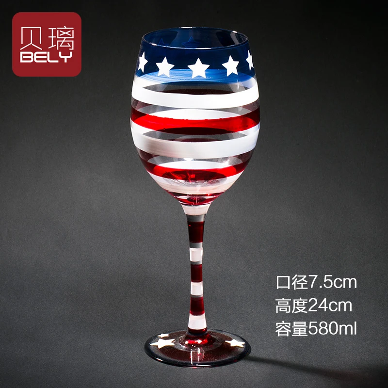 flag red wine cup Portsble бокал для вина Кубок красное вино стекло кристалл бокал es Европейский винный набор Кубок домашний Декор подарок на день рождения C023 - Цвет: flag red wine cup