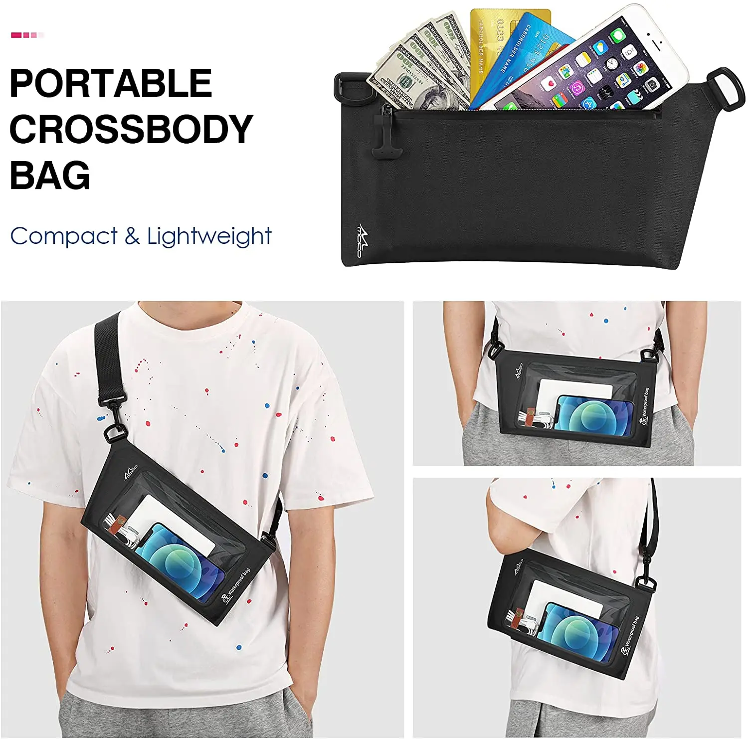 MoKo Waterproof Phone Pouch Wallet Bag, IPX8 Adjustable Sling