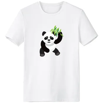 

China Chinese Panda Bamboo Traditional Culture Crew-Neck White T-shirt Spring and Summer Tagless Comfort Cotton Sports T-shirts