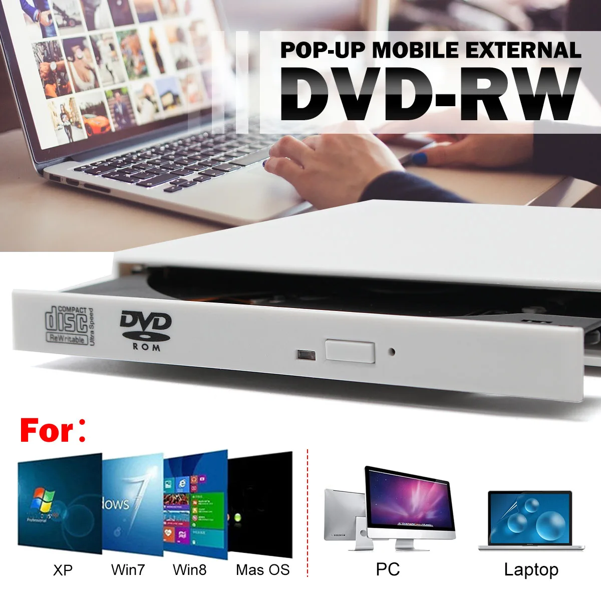  LEORY USB 2.0 External CD-RW/DVD-RW Burner Drive CD DVD ROM Combo Writer for Mac Laptop Notebook FW