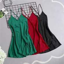 V-Neck женский халат для спальни с v-образным вырезом, пижама без рукавов, летняя женская домашняя одежда, ночная рубашка, сексуальное банное платье, пижамы