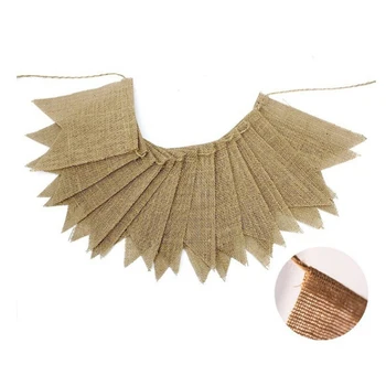 

15pcs/set Dovetail Jute Burlap Flags Wedding Pennant Banner Birthday Party Linen Pennant Home Decor event supplies