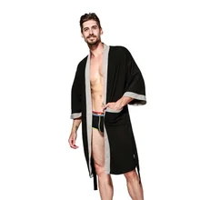 Мужские халаты, модный Повседневный хлопковый Халат, v-образный вырез, длинный рукав, на шнуровке, кимоно, ночное платье, мужской теплый халат, пальто для душа, сауна