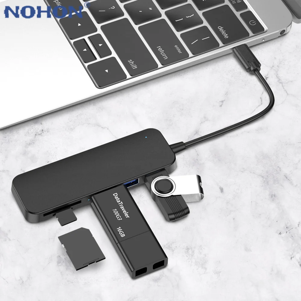 USB C tipo C a USB Multi 3,0 TF/lector de tarjetas SD Micro de carga de alta velocidad del adaptador del divisor para MacBook Pro/aire portátil Tablet Huawei P30 MateBook Xiaomi notebook with TYPEC Centro de muelle