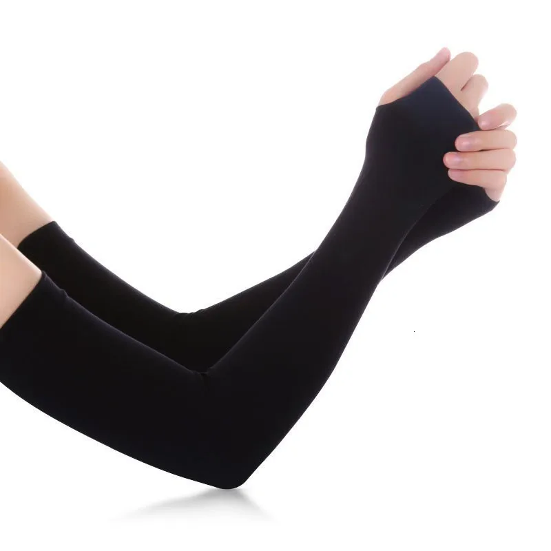Arm Warmer Black Рукава для гольфа, защита от солнца, для баскетбола, волейбола, руки, теплые, для езды на велосипеде, защитные рукава для рук, УФ-покрытие для женщин, мужчин, Длинные - Цвет: Arm Warmer Black