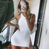 Летнее женское платье-майка сексуальное облегающее платье в уличном стиле, Повседневное платье, модная одежда, спортивный мини-платье в обтяжку для ночного клуба вечерние белое платье ► Фото 3/6