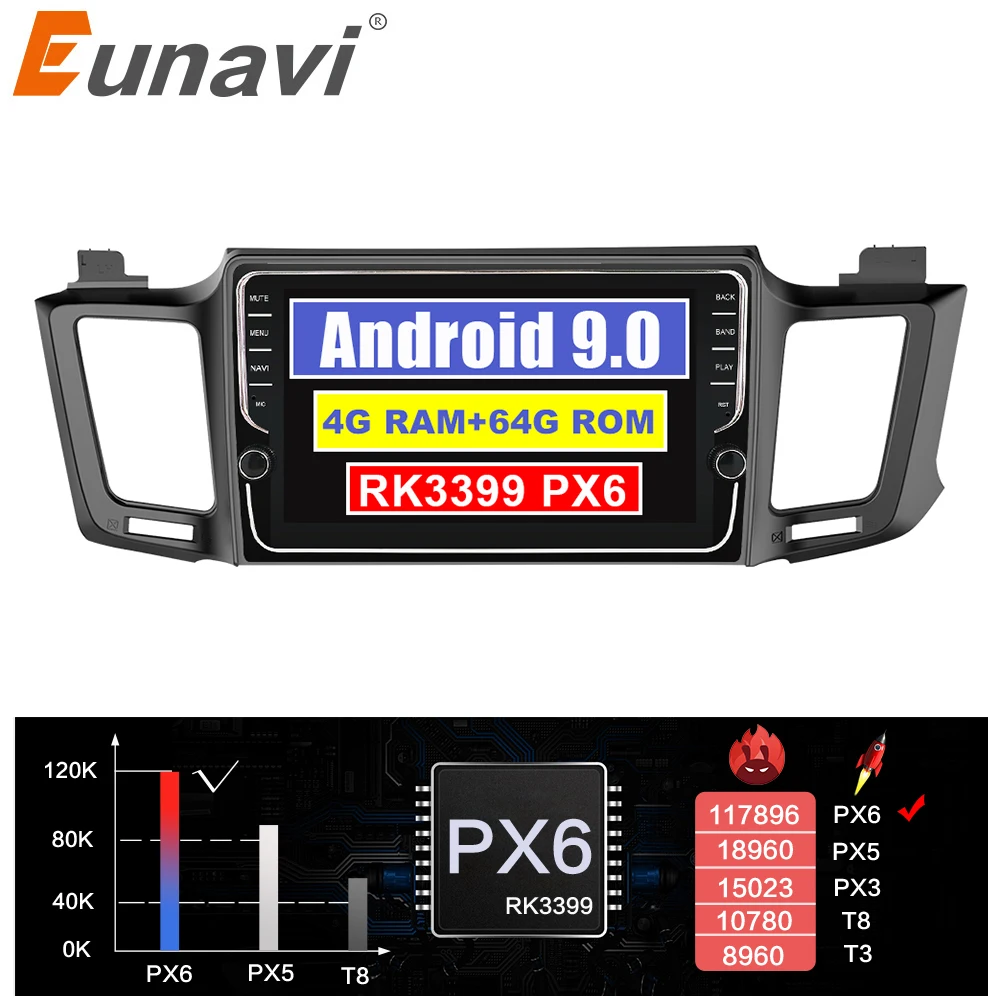 Автомагнитола Eunavi android 9 0 для Toyota RAV4 2012 мультимедийная стерео система с