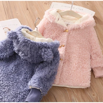 

Kids Coats Thicken Lambswool Hooded Winter Korean Baby Girls Coats 2 3 4 5 6 7 Years Toddler Child Wool Coat Jacket for Girls