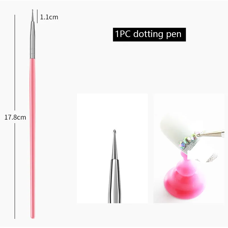 Professional Gel Acrylic Nail Tools Set Painting Liner Design Tips Dust Powder Nails Brush Gel Art Polish Kit Pen Manicure