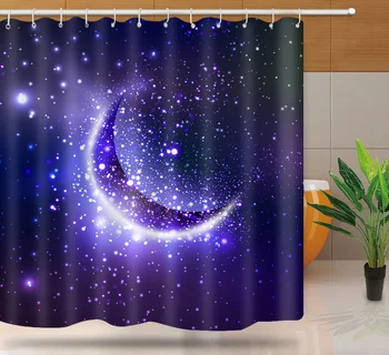 

Polyester Fabric Shower Curtains for Bathroom Starry sky universe stars shining Moon Printing Bathtub Shower Curtain Washable
