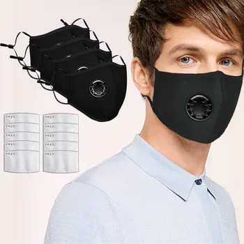 

4PCS Mask +10 Filter Chip Reuseable Face Shield Cloth Mouth Face Mask Breathable Face Mask Washable Facial Mask