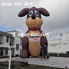 Открытый милый гигантский надувной собака мультфильм модель с led светильник для украшения двора/pet магазин рекламы