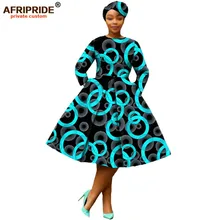 Африканская одежда, Осеннее женское платье AFRIPRIDE, длинный рукав, длина до середины икры, бальное платье, женское Повседневное платье с головным убором A7225111