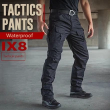 Outdoor Military Tactical Ix8 Checkered Cotton Blend Fabric Tactic Wear Resisting Waterproof Pants Men Hiking Climbing Trousers