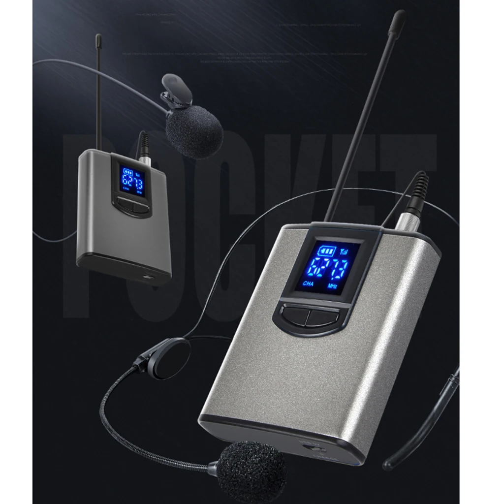 

Wireless Headset Microphone/Lavalier Lapel Mic with Bodypack Transmitter Headset Microphone + Lavalier Microphone