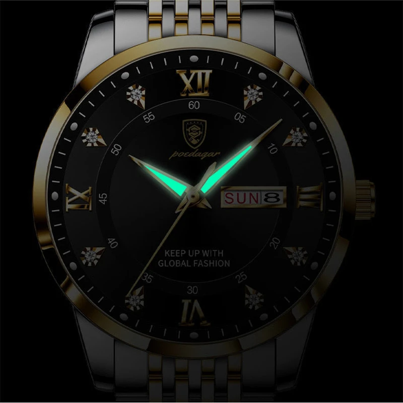 2021 New Casual Sport Chronograph Men's Watches Stainless Steel Band Wristwatch Big Dial Quartz Clock with Luminous Pointers