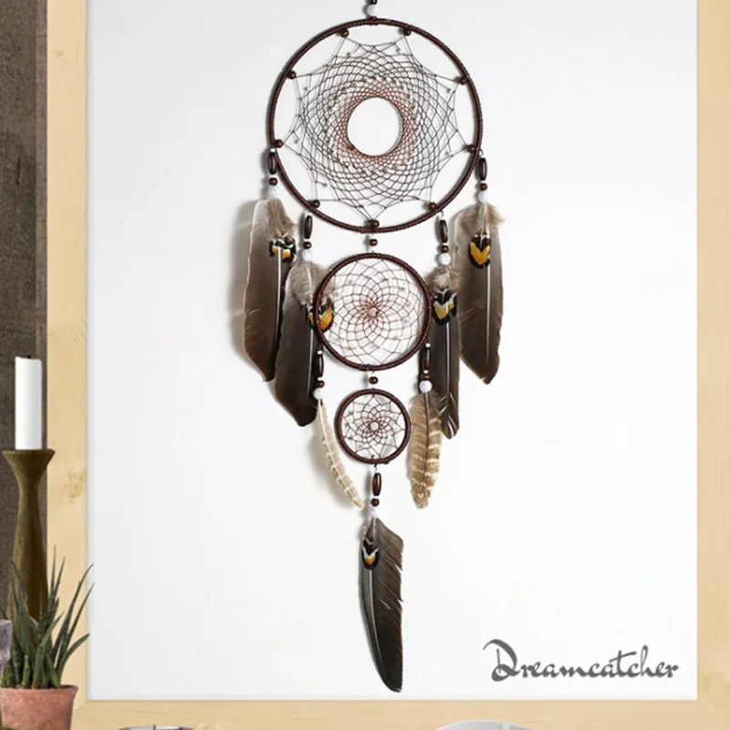 

Eagle feather big three ring indoor pendant Indian dream catcher ornaments gift gift XR087