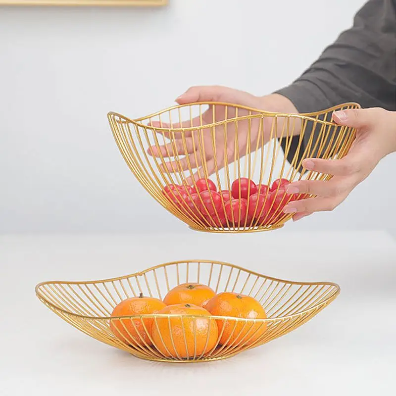 More style Nordic Style Fruit Vegetable Metal Storage Basket Decorated Display Bowl Rack Dining Table Decoration